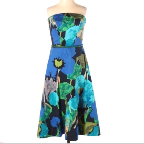 Anthropologie Vanessa Virginia Floral Shadeflower Strapless Dress Sz 2 MSRP $158 - Picture 3 of 11